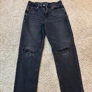 American Eagle Women's Black Distressed Knee Jeans
